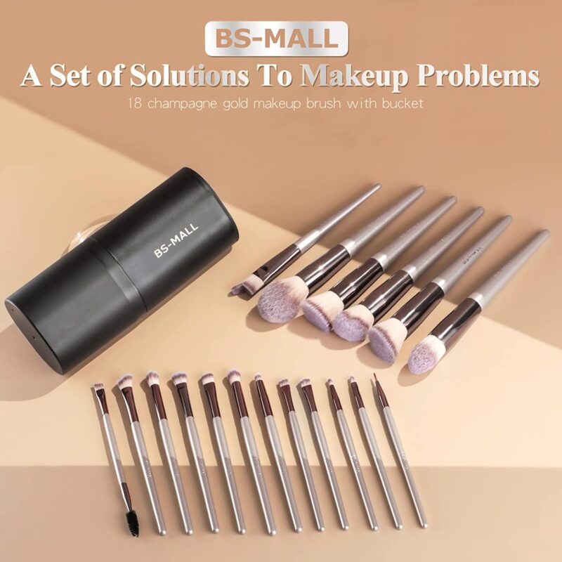 BS-Mall Makeup Brush Set 18 Pcs Premium Synthetic Brushes Set With Case - Image 4