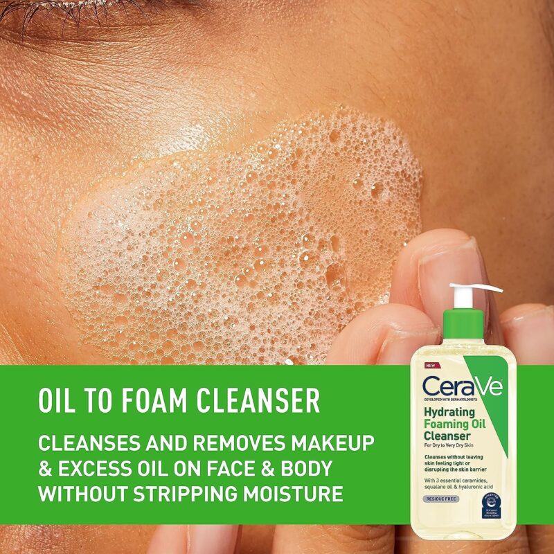 Cerave Hydrating Foaming Oil Cleanser For Dry To Very Dry Skin - 237 Ml / 8 Oz - Image 2