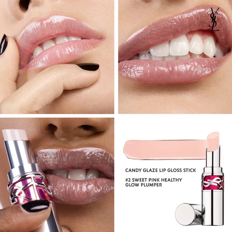 YSL Mini Candy Glaze Lip Gloss Stick - Sweet Pink - Image 2