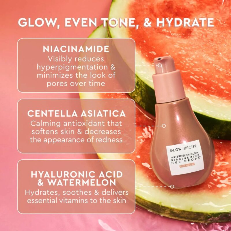 Glow Recipe Watermelon Glow Niacinamide Hue Drops Sun Glow Serum Mini 5 ML - Image 3