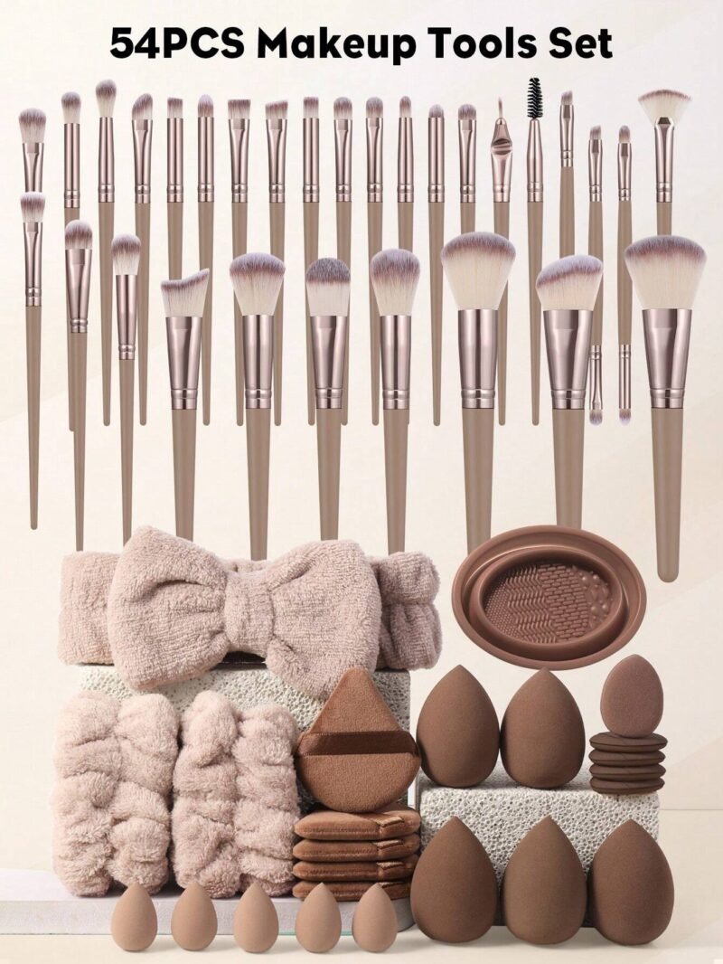 Shein 54 Pcs Makeup Brushes & Tools Collection Set - Champagne Gold